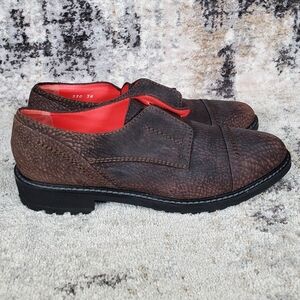 Pas de Rouge Women's 330 Brown Leather Loafers Size 38/7.5